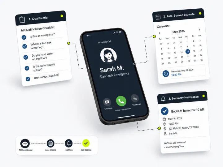 Missed call booked into the calendar while on the job